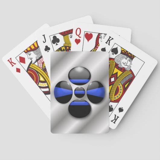 薄い青い線のシャムロックボタン トランプ (裏面)