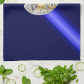 薄い青い線のフラグとバッジ キッチンタオル (折り畳み)