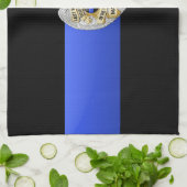 薄い青い線のフラグとバッジ キッチンタオル (折り畳み)