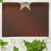 薄い青い線のフラグとバッジ キッチンタオル (折り畳み)