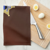 薄い青い線のフラグとバッジ キッチンタオル (四つ折り)