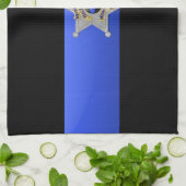 薄い青い線のフラグとバッジ キッチンタオル (折り畳み)