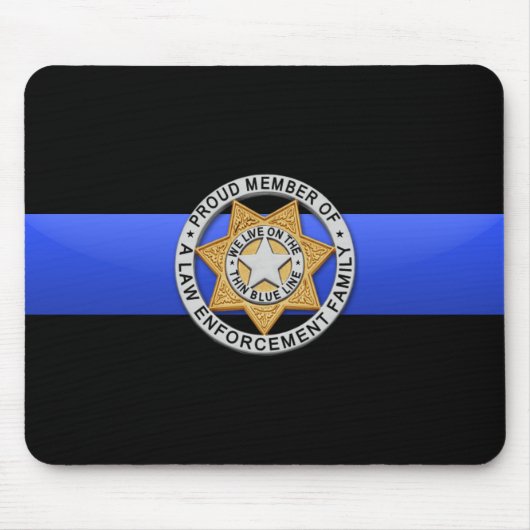 薄い青い線のフラグとバッジ マウスパッド (正面)