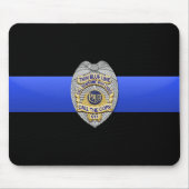 薄い青い線のフラグとバッジ マウスパッド (正面)