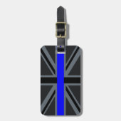 薄い青い線のユニオンジャック ラゲッジタグ (正面縦)