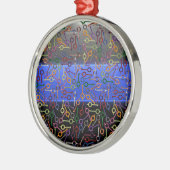 薄い青い線の手錠カラフル鍵 メタルオーナメント (左)