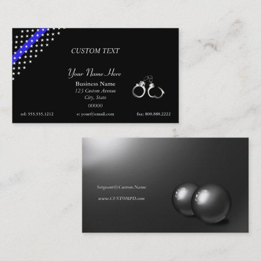 薄い青い線の手錠ビジネスカード 名刺 (正面/裏面)