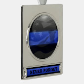 薄い青い線の敬礼フラグ シルバープレートバナーオーナメント (右)