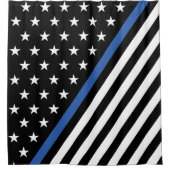 薄い青い線の旗の星とストライプのシャワーカルタ シャワーカーテン (正面)