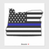 薄い青い線の旗（オレゴン） シール (シート)