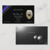 薄い青い線の星とストライプ4バッジオプション 名刺 (正面/裏面)