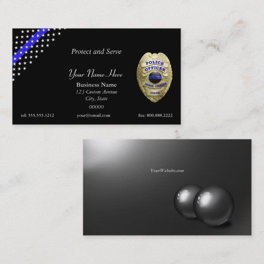 薄い青い線の星とストライプ4バッジオプション 名刺 (正面/裏面)