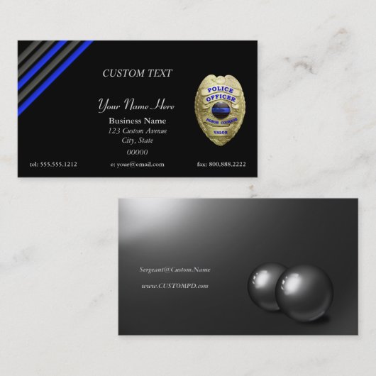 薄い青い線の星とストライプ4バッジオプションB 名刺 (正面/裏面)