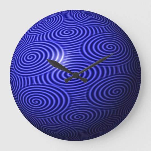 薄い青い線の球体 ラージ壁時計 (正面)