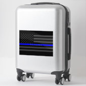 薄い青い線の米国国旗のグラフィックパーソナライズされた シール (スーツケース)
