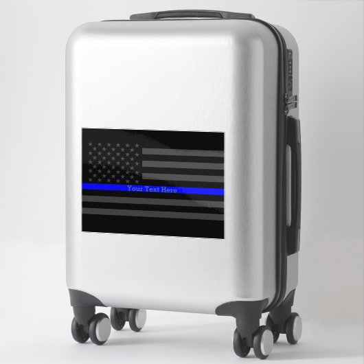 薄い青い線の米国国旗のグラフィックパーソナライズされた シール (スーツケース)