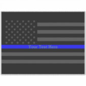 薄い青い線の米国国旗のグラフィックパーソナライズされた シール (正面)