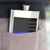 薄い青い線の米国国旗のプレゼンパーソナライズされたテーション フラスク (インサイチュ)