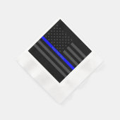 薄い青い線の米国旗が簡単にパーソナライズされた 縁ありカクテルナプキン (角)