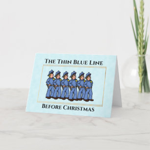 薄い青い線の警官のクリスマスカード カード