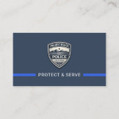 薄い青い線の警察官法執行ロゴ 名刺 (裏面)