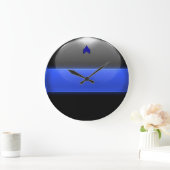 薄い青い線の軍曹ストライプ(金ゴールドトリム) ラージ壁時計 (ホーム)