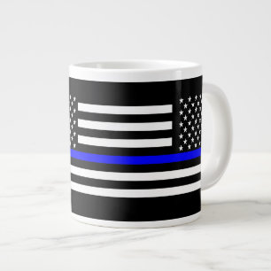 薄い青い線の黒白の米国国旗 ジャンボコーヒーマグカップ