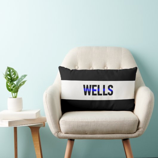 薄い青い線カスタマイズの枕!法執行 ランバークッション (椅子)