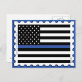 薄い青い線スタンプ ポストカード (正面/裏面)