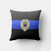 薄い青い線バッジ クッション (裏面)