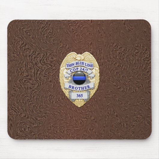 薄い青い線バッジ マウスパッド (正面)