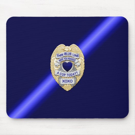 薄い青い線バッジ マウスパッド (正面)