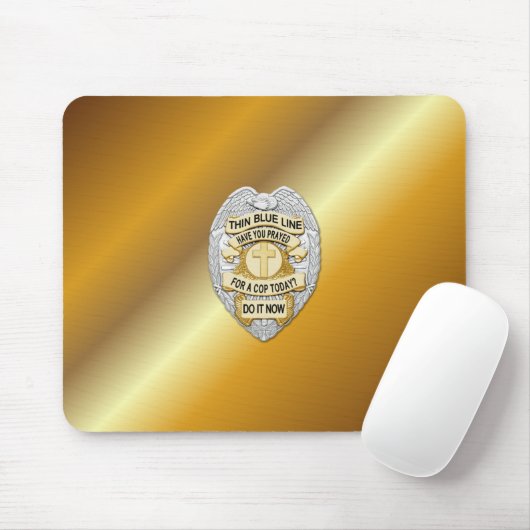 薄い青い線バッジ マウスパッド (マウス)