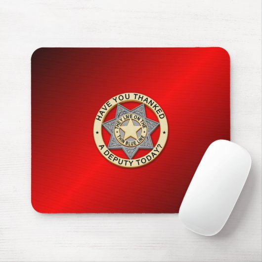 薄い青い線バッジ マウスパッド (マウス)