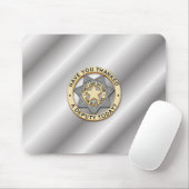 薄い青い線バッジ マウスパッド (マウス)