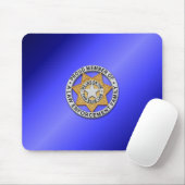 薄い青い線バッジ マウスパッド (マウス)