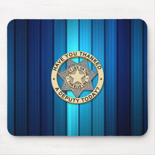 薄い青い線バッジ マウスパッド (正面)