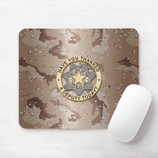 薄い青い線バッジ マウスパッド (マウス)