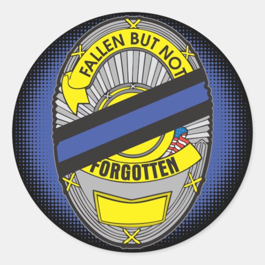 薄い青い線バッジ ラウンドシール (正面)