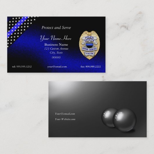 薄い青い線バッジ 名刺 (正面/裏面)