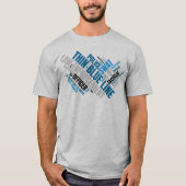薄い青い線ワードクラウドTシャツ Tシャツ (正面)