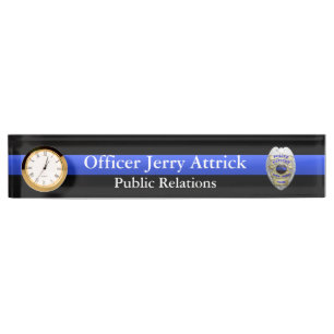 薄い青い線 – すごい Hi Res Police Officer Badge デスクネームプレート