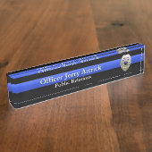 薄い青い線 – すごい Hi Res Police Officer Badge デスクネームプレート (側面)