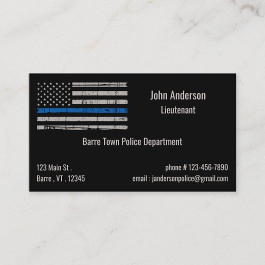 薄い青い線 – アメリカ合衆国旗警察 名刺 (正面)