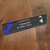 薄い青い線 – タタ動揺してー付きフラグ名札 デスクネームプレート (側面)