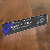 薄い青い線 – タタ動揺してー付きフラグ デスクネームプレート (側面)