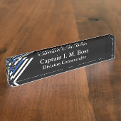 薄い青い線 – タタ動揺してー付きフラッグデスク名 デスクネームプレート (側面)