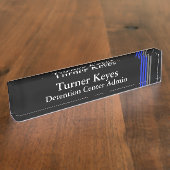 薄い青い線 – バー銘板 デスクネームプレート (側面)