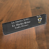 薄い青い線 – モーターオフィサー デスクネームプレート (側面)