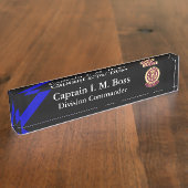 薄い青い線 – 代理店パッチ デスクネームプレート (側面)